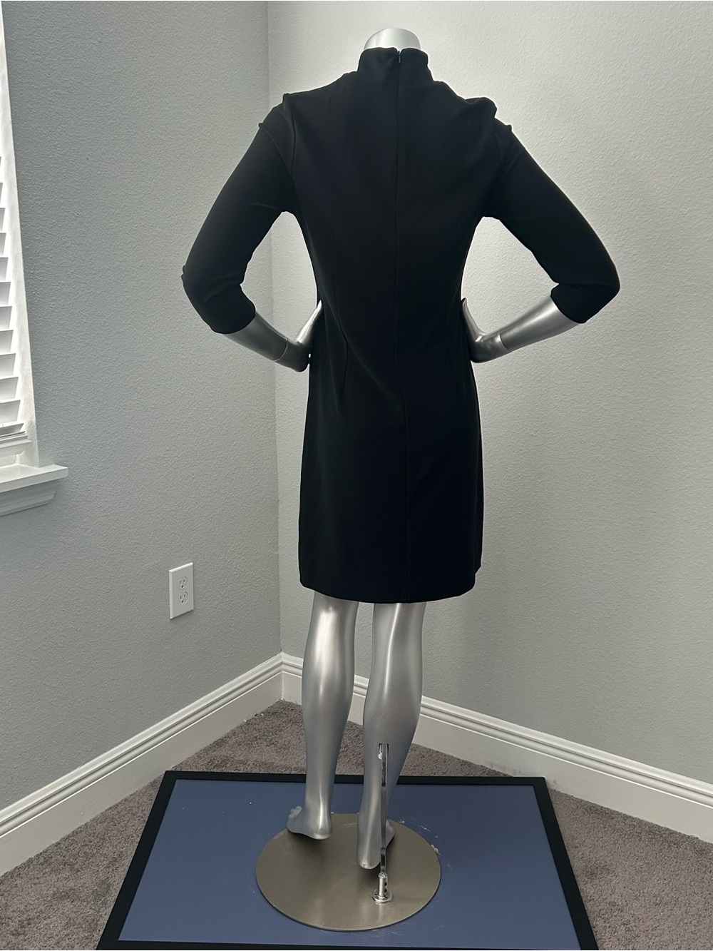 Boston Proper Black Long-Sleeve Mock Neck Shift Dress - Picture 3 of 5